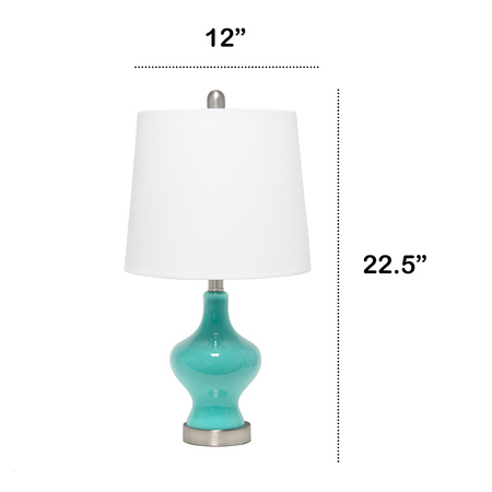 Lalia Home Paseo Table Lamp with White Fabric Shade, Teal LHT-5003-TL